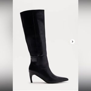 Elegant Black Leather Knee-High Women's Boots